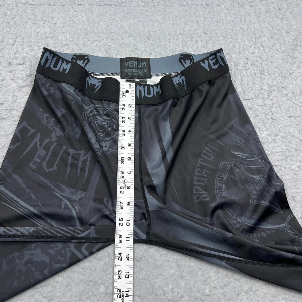 Venum Gladiator Spats Men's XXL‎ Black AOP Sporton MMA Pull On Stretch Leggings